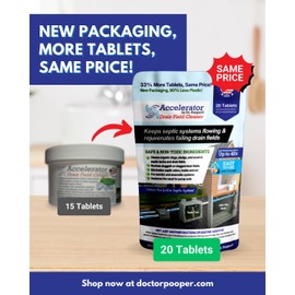 Accelerator By Dr. Pooper Drain Field Cleaner Tablets by Dr Pooper. Clears Septic Tanks and Drain Field...