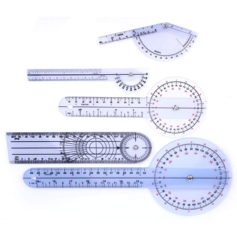 Goniometer,5Pcs 6/8/10inch 360 Degree Plastic Medical Goniometer, Protractor Angle Medical