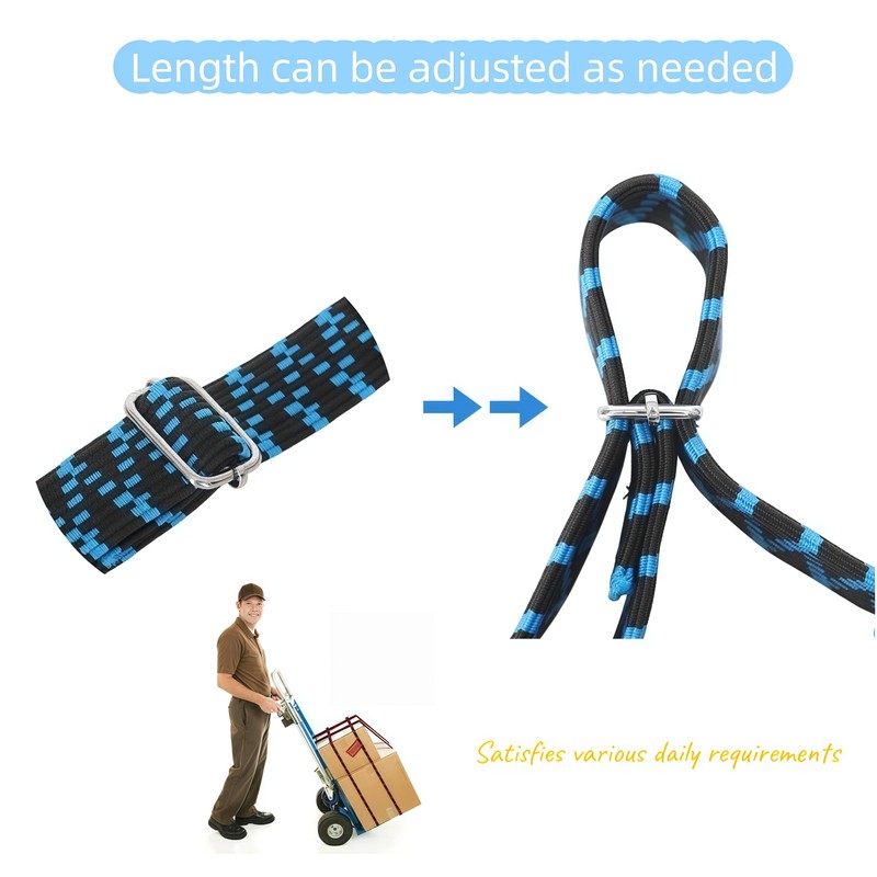 2Pcs Heavy Duty Bungee Cords 2M with Stainless Steel Hooks