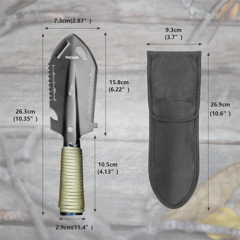 WILDAIR Camping Shovel Multifunctional 7 in 1 Survival Multitool Small