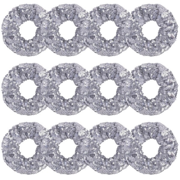 12 Pcs Sparkle Sequins Scrunchies Cheer Hair Scrunchies For Thick