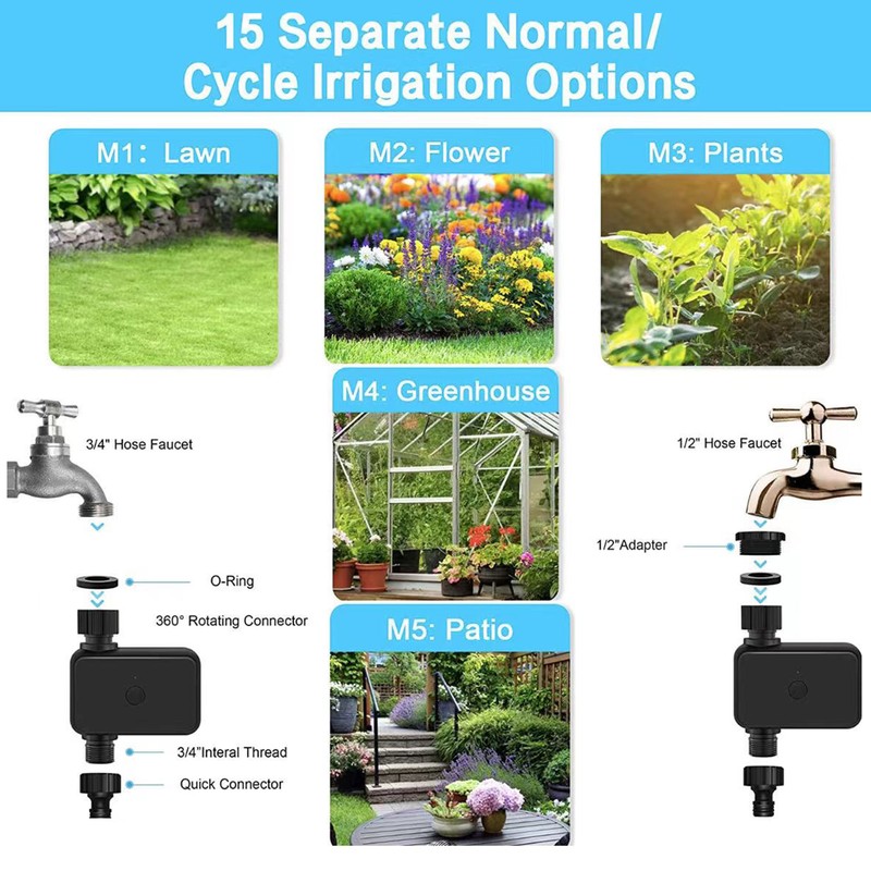 Smart BT Watering Timer Hose Faucet Sprinkler Timer with Rain
