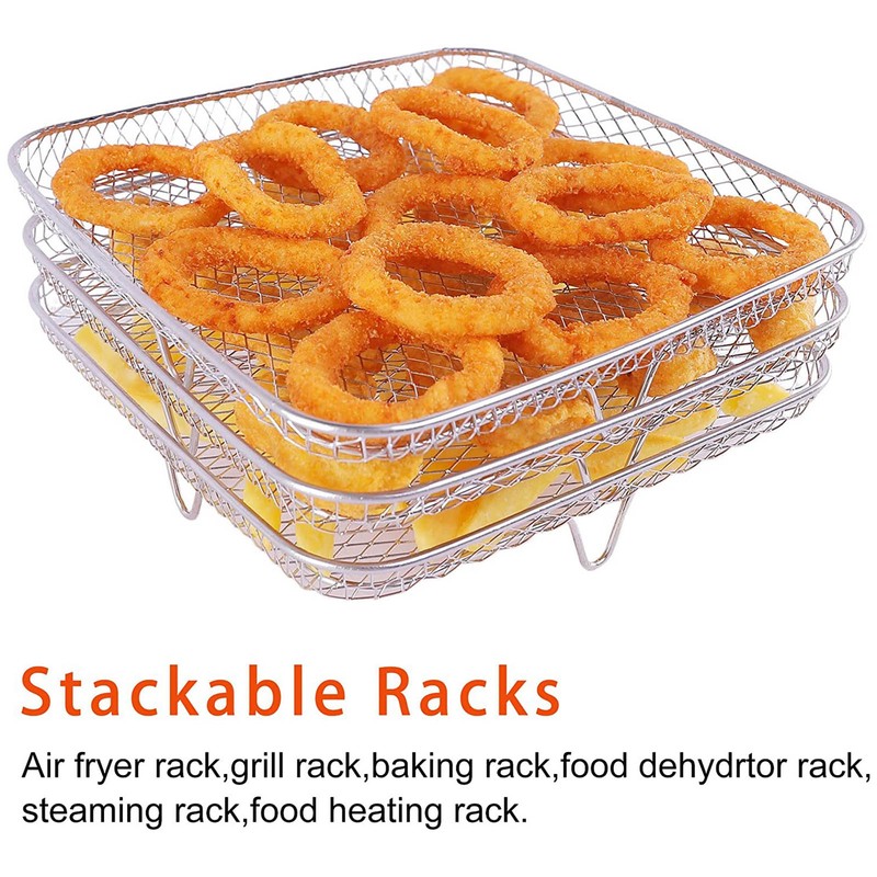 3 Layer Fryer Grilling Rack Stainless Steel Fryer Stakable Racks