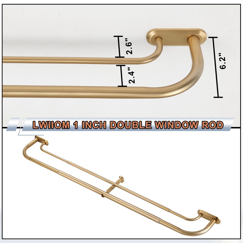 Lwiiom Double Curtain Rod for Windows 84 to 134 Inch,Adjustable