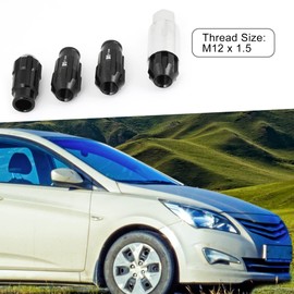 A ABSOPRO Car Locking Hex Open End Lug Nuts M12 x 1.5 Black (Set of 5)