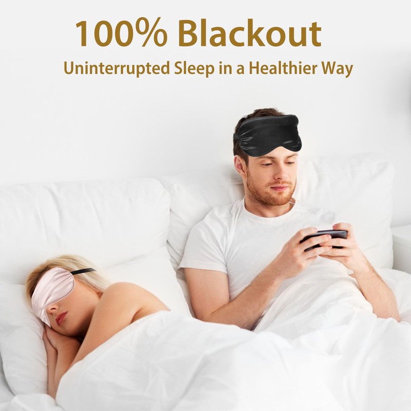 JroyJoy 4 Pack Super Soft Silk Sleep Mask for Side