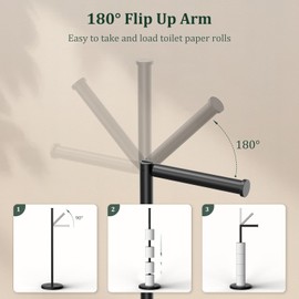 Evolvegoods Matte Black Toilet Paper Holder Stand, Free Standing Toilet Paper Holder for Bathroom, 304 Stainless Steel Rustproof Toilet Paper Stand Storage for 4 Rolls(Fits All Rolls)