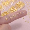 6 Grids/Box Metal Nail Charms - 3D Gold Moon Star