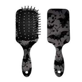 Miwasion Paddle Hair Brush,Cute Detangling Hair Brushes,Glide Through Tangles with Ease,Ease for Girls,Women,Boys,Men,Wet & Dry All Hair(Black Bat Flowers-03)