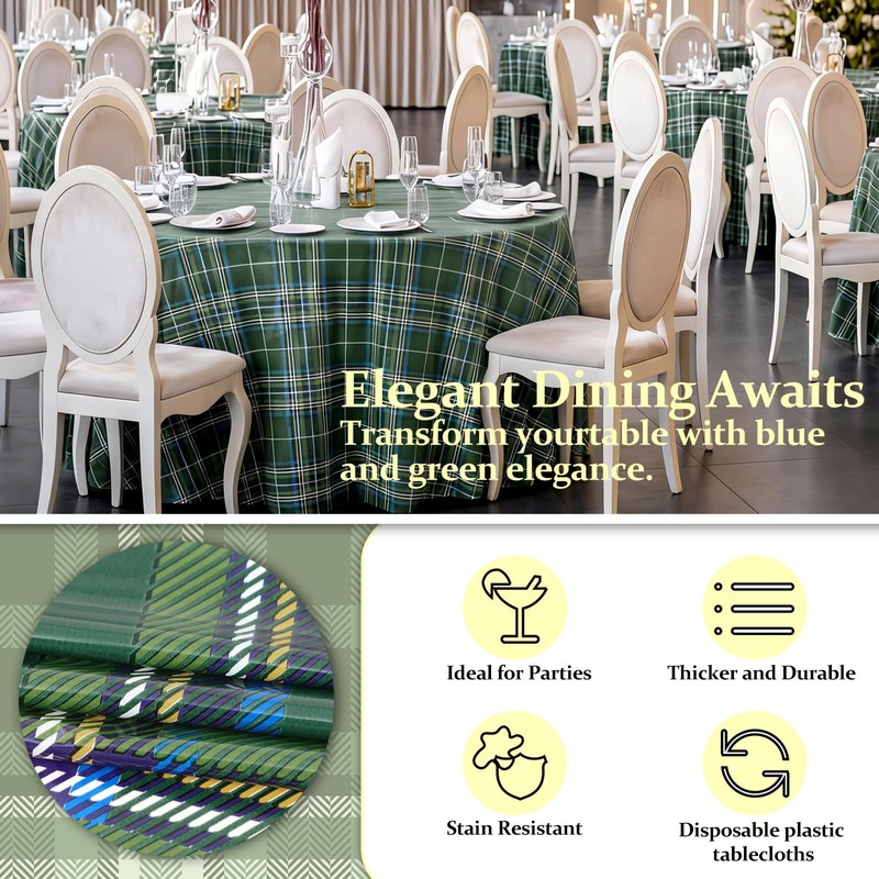 HunnmingRe 6 Pcs Green Blue Tartan Plaid Baby Shower Party