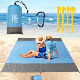 BOGI Sand Proof Beach Blanket, 108" X 120" Large Oversized Waterproof Sandless Beach Mat for 6-10 Adults, Outdoor Lightweight Compact Sand Free Picnic Blanket for Beach Travel Camping Hiking Picnic
