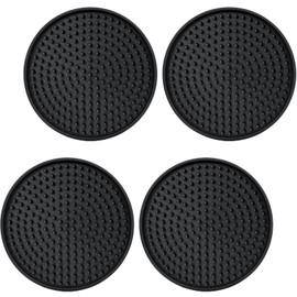 Coasters for Drinks,Black Coasters for Coffee Table -Soft Coasters Set Cup Mat -Coffee Table Coasters for Drinks Absorbent -Kitchen Decor -Coffee Table Decor (Dots,4Pack-Black)