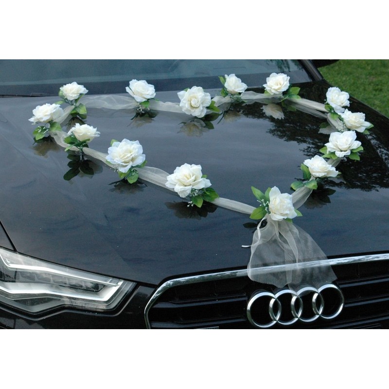 Organza Heart Car Decoration Wedding Car Decoration, Rose Decoration, Bride