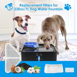 6 Pack Cat Water Fountain Filter Replacement Filter&Sponge&Filter Bag for 230oz/7L Pet Water Fountains
