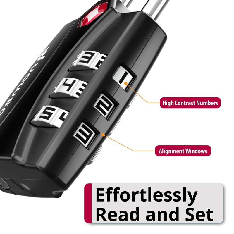Fosmon TSA Approved Locks for Luggage. Suitcase Locks with Open