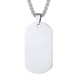 PROSTEEL Dog Tag Stainless Steel Pendant Necklace Military Style Mens Necklaces Personal Dog Tags for Men