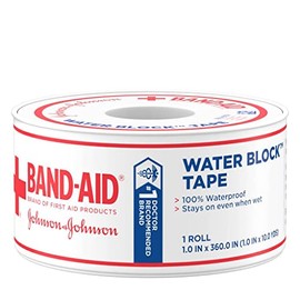 Band-Aid Brand of First Aid Products Waterproof Tape, 1 Inch by 10 Yards (Pack of 12)