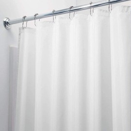 Mebix TRD Cortina de baño Impermeable,Lavable, Antimoho 183X214cm con 12 Ganchos de Acero|Accesorios de baño,Ducha (Blanco)