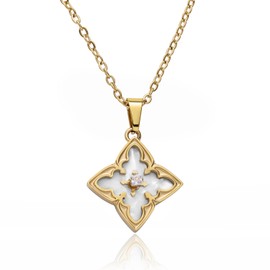 ONERVA 18K Gold Plated CZ Pendant Clover Necklace I Dainty Clover Necklaces For Women I Valentines Gift I Anniversary I Wedding I Occasion I Daily Wear