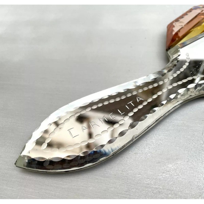 estilo veneciano Espejo Mano Vintage, Cristal Veneciano Grabado Doble Cara-