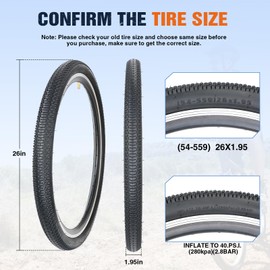 ZUKKA 20 x1.95 Bike Tires and Tube Set MTB Replacement Bicycle Tires with Schrader Valve 35mm Tire Levers for Mountain,Cruiser Bike, Folding Bike,Hybrid, BMX Bicycles