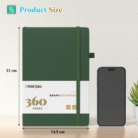 Notebook A5 Lined Journal - Hardcover Leather Journal with 360 Pages 100gsm Thick Paper, College Ruled Journal Notebook for Women Men Writing School Office 14.5 x 21 cm Dark Green