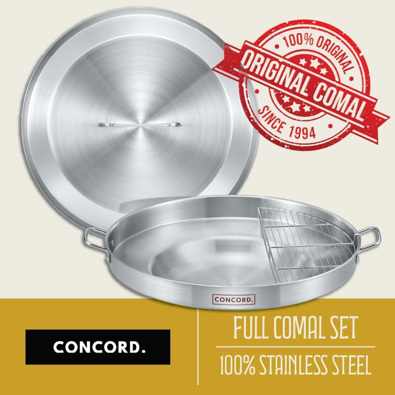 CONCORD Stainless Steel 3 Piece 22" Comal Cookware Set. Comales