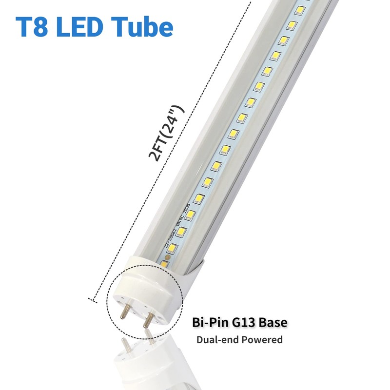 TSEXES 2FT T8 LED Tube Light,12W(30W Equivalent),Ballast Bypass,1560LM,Led Replacement F20T10