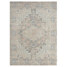 Abani Vintage Cream & Grey Intricate Lace Design Area Rug - No-Shed 5'3" x 7'6" Traditional Dining Room Rug Rugs