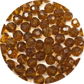 LIMAOLLY 250pcs 6mm Faceted Crystal Glass Beads Round Spacer Beads for Jewelry Making DIY Craft Making Necklace Bracelet Earring Wind Chimes Suncatchers Ornament(518-Dark Amber)