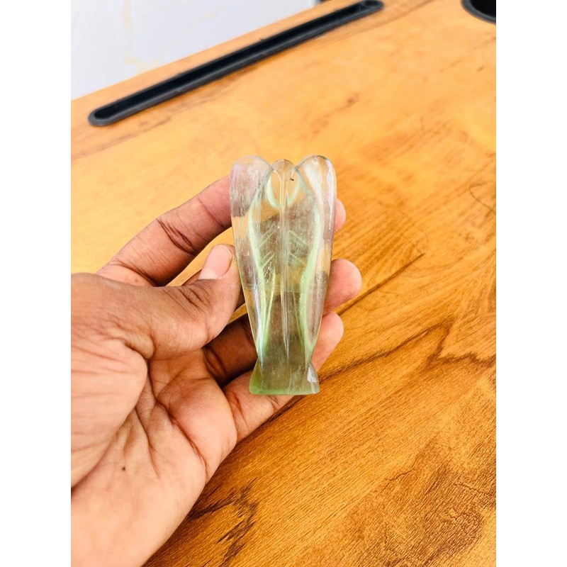 Natural Green Fluroite Crystal Angel Handmade Crystal Home Office Decorative