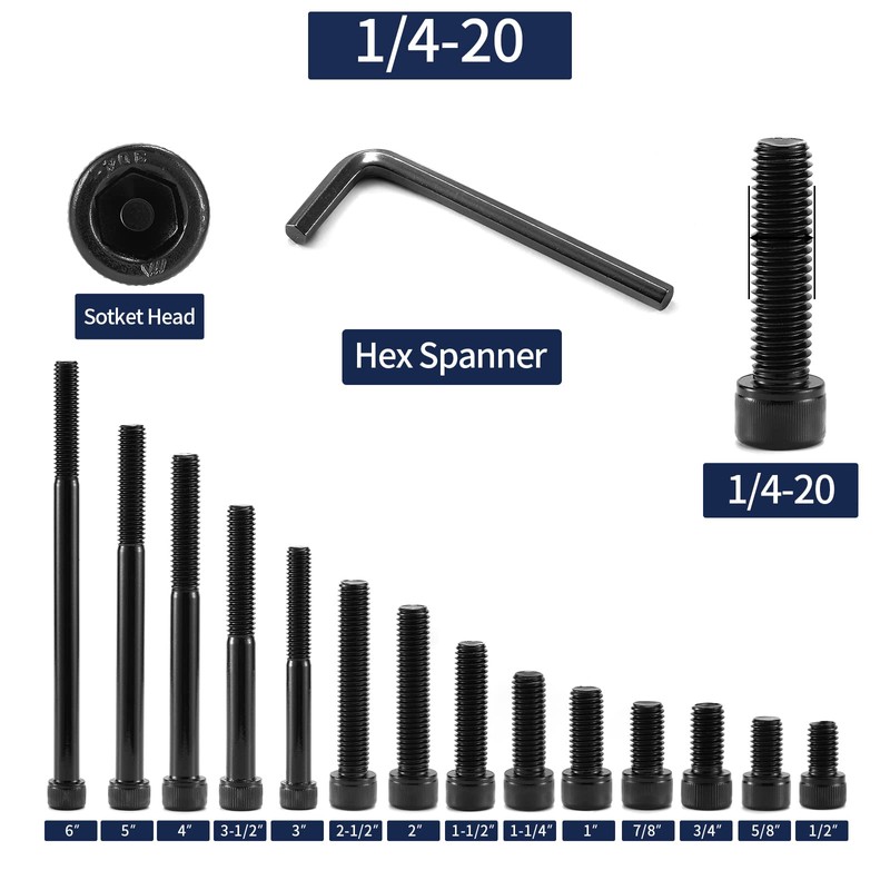 1/4-20 x 1 Inch Socket Head Cap Screws Bolts, 10Pcs
