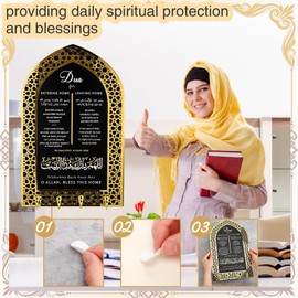 Cinnvoice Islamic Wall Decor Ramadan Key Holder Islamic Wall Art Dua for Entering and Leaving Home Islamic Home Decor for Wall Housewarming Muslim Gift Eid Gift Mihrap Shape Decor(Gold,Classic)
