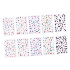BIUDECO Easter Nail Stickers Set 10 Sheets 3D Nail Pasters Boys and Girls Stickers No Glue Needed