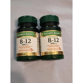 Nature’s Bounty 2-Nature's Bounty  B-12  500 MCG  Energy Health Vitamin Supplement 100 Ct Each
