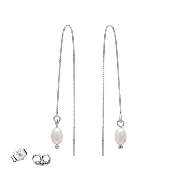 4-5 MM Tiny Freshwater Pearl Drop Sterling Silver Threader Earrings