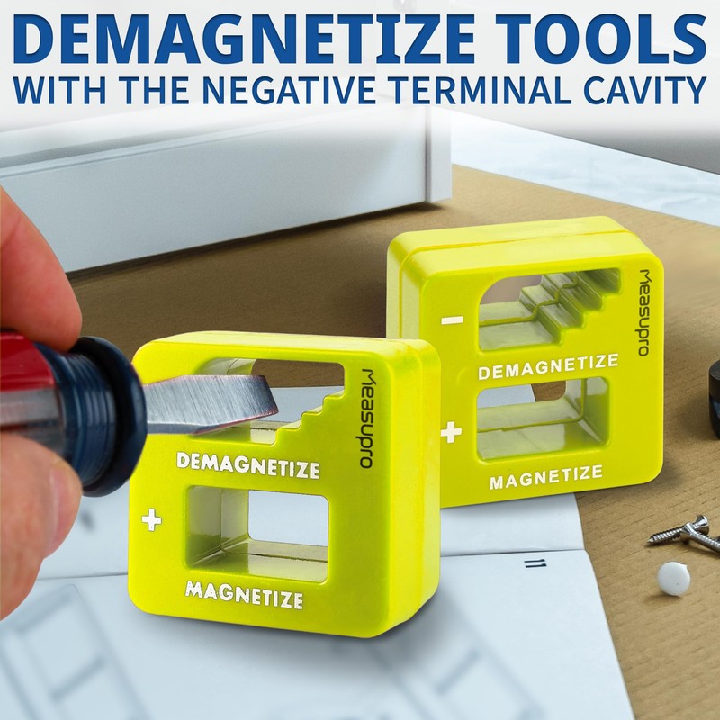MeasuPro Demagnetizer and Magnetizer - Yellow - for Screwdrivers Tips,