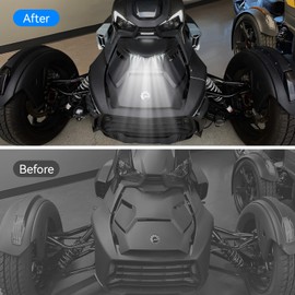 LUXEMOTO Black Hood Panel with Light for Ryker, LED Auxiliary Light DRL Body Panel Kit for Can-Am Ryker 900, 600 Sport, and Rally Editions All Models Accessories, Replaces #219400848 and #219401075