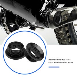 eMagTech 2 Pieces Bicycle Crank Adjustment Caps with Tool Compatible with Shimano Deore/XT/SLX/XTR105/UT/DA M20 Crankset Cover Screws Nuts Crank Cover Black