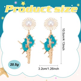 ANATTASOUL 3 Pairs Shell Earrings Ocean Shell Earrings For Women Boho Pearl Sea Shell Earrings Sea Snail Stud Earrings Summer Jewelry Gift For Valentine's Day Birthday Party, Brass