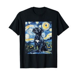 Pitbull Dog Pit Bull Pittie - Van Gogh Style - Starry Night T-Shirt