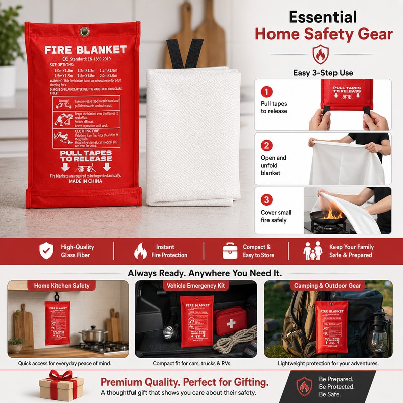 Emergency Fire Blanket for Home & Outdoor Safety – Fiberglass
