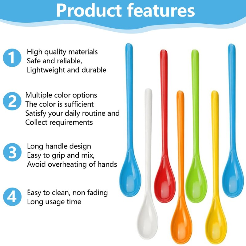 Plastic Spoons, 10 Pcs Reusable Long Handled Teaspoons Ice Cream