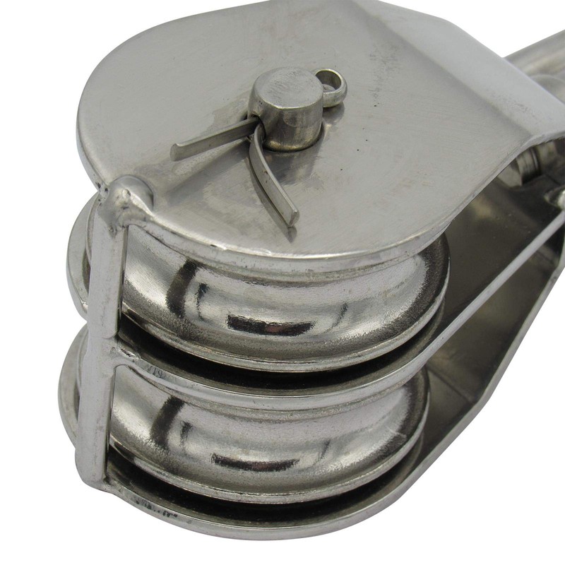 Stainless Steel Double Pulley Block 32MM (Wheel Swivel Eye Rope)