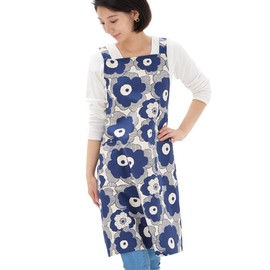 Fabrizm 1526znv Apron, Made in Japan, Kitchen Apron, Knee Length, Back Cloth, Papola, Navy, Width 26.8 inches (68 cm), Length 32.3 inches (82 cm),