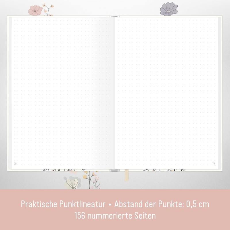 Häfft paper&you® Dotted Journal A5 Notebook Polka Dot "Flower Joy"