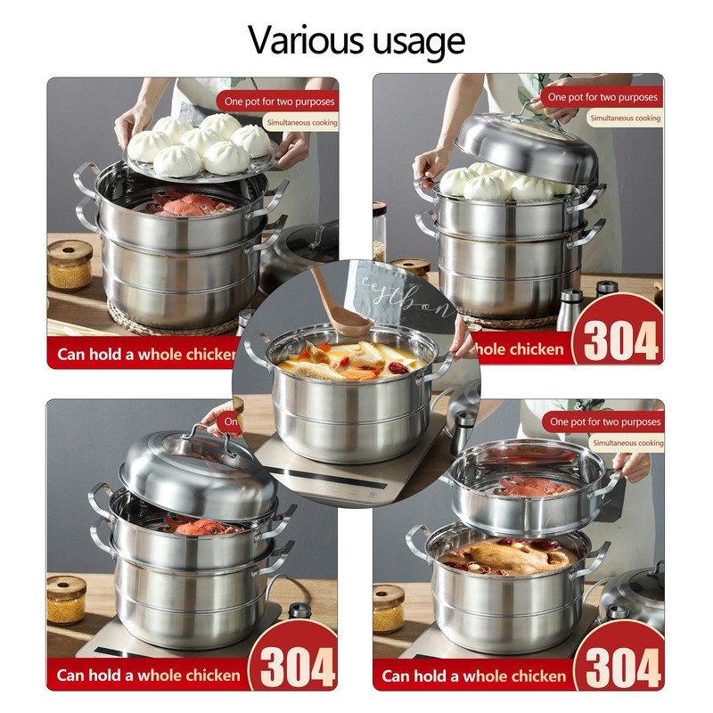 Xuthusman 304 Stainless Steel Steamer - Stackable 5 Levels with