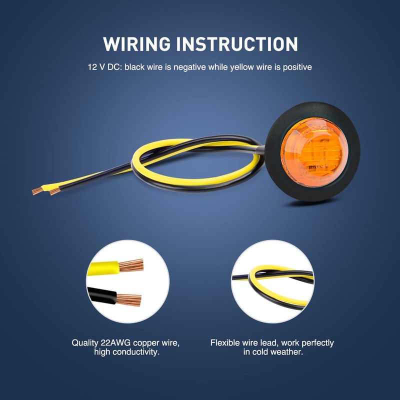 Nilight 50 PCS 3/4” Round Clearance LED Front Rear Side