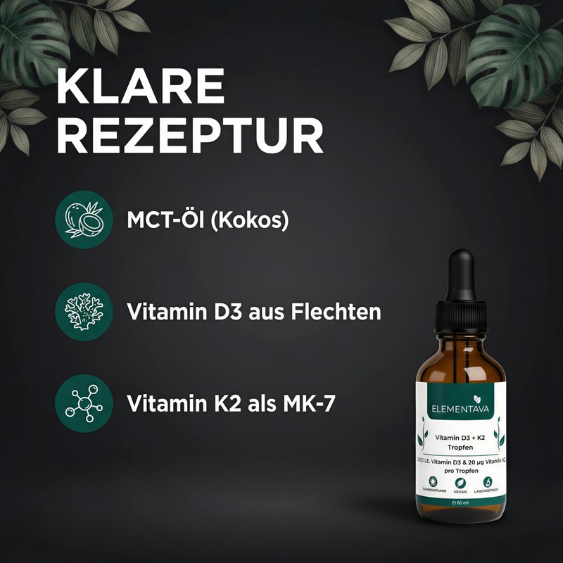ELEMENTAVA Vitamin D3 K2 Drops 1000 IU - 25 µg