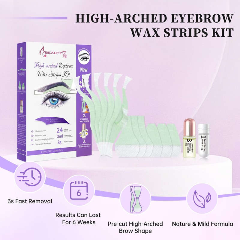Beauty7 Wax Strips, Cold Wax Depilation Strips, Eyebrows, Cold Wax